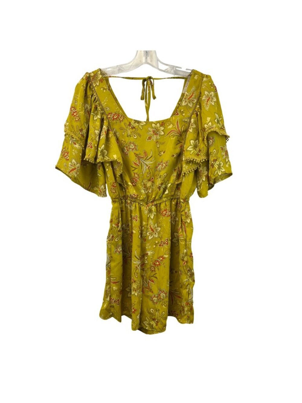 Chelsea & Violet Floral Romper Short Sleeve Keyhole Back Multicolor Size XS